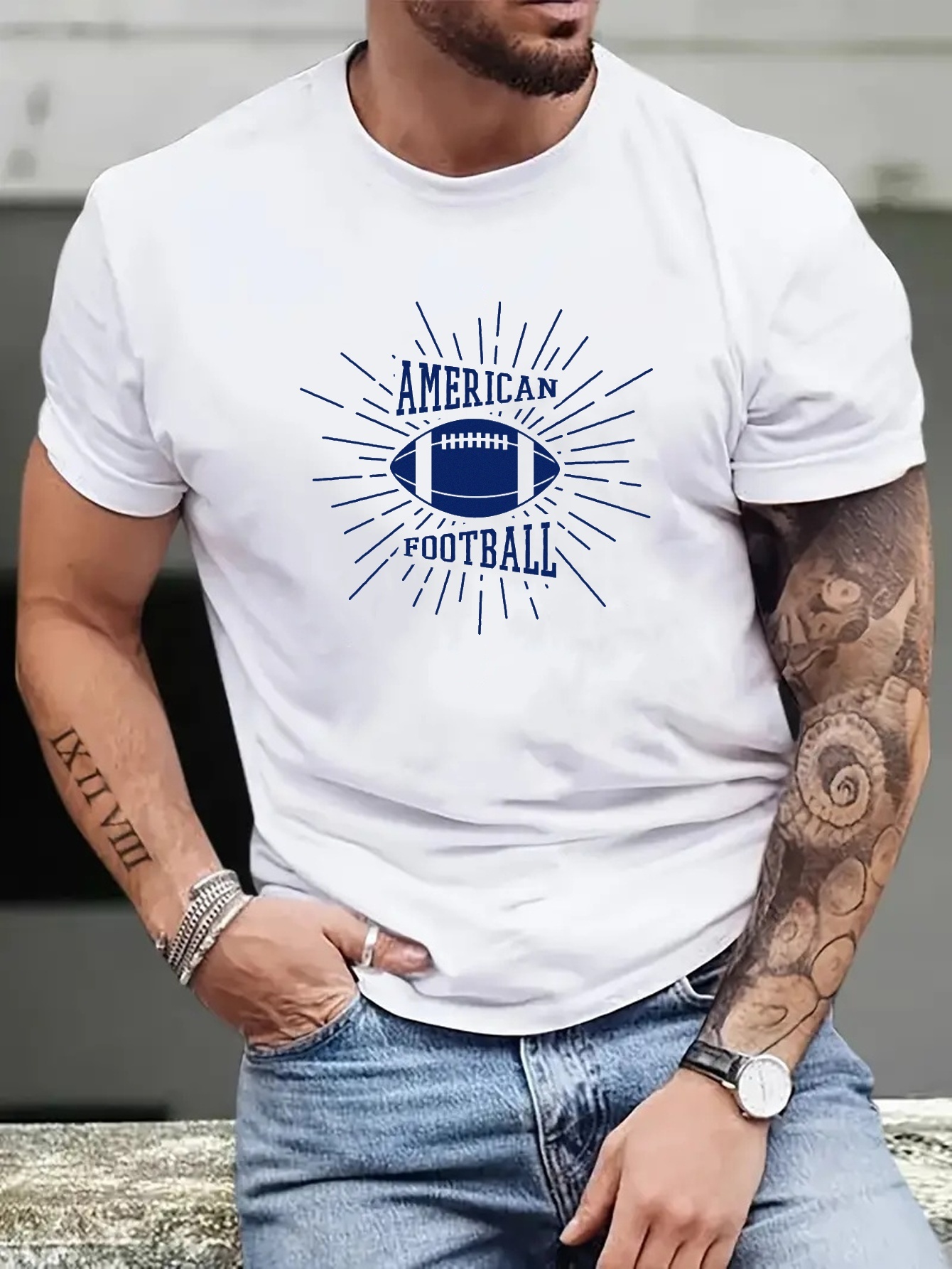 Plus Size Men's american Football & Rugby Graphic Print T-shirt Oversized  Short Sleeve Tees Casual Fashion Tops For Summer, Men's Clothing - Temu