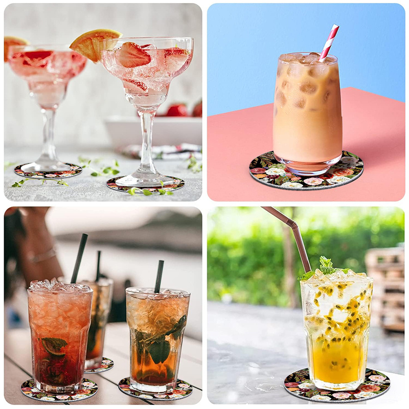 floral drink coasters