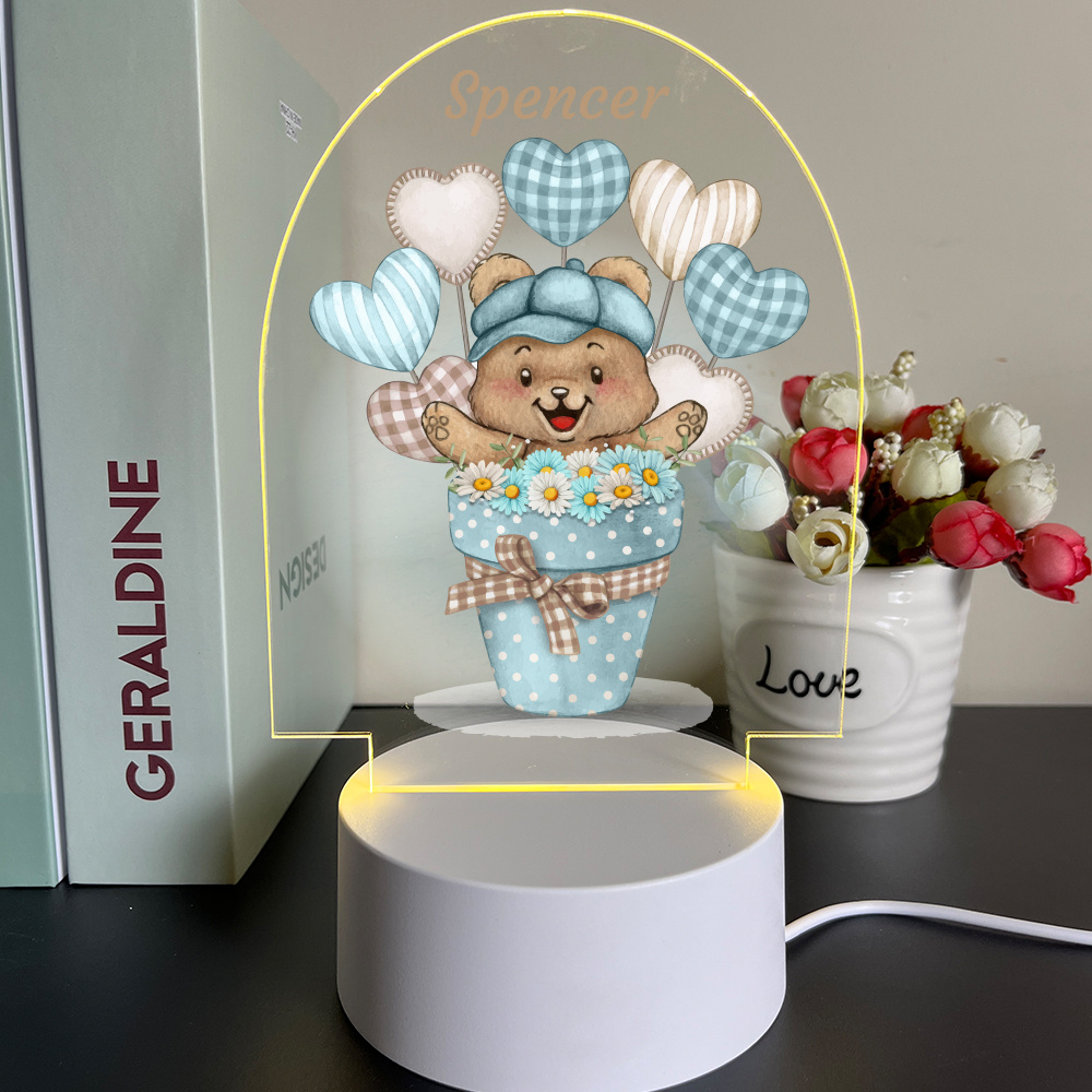 Lampe enfant 3D personnalisée - Maman et Bébé Panda