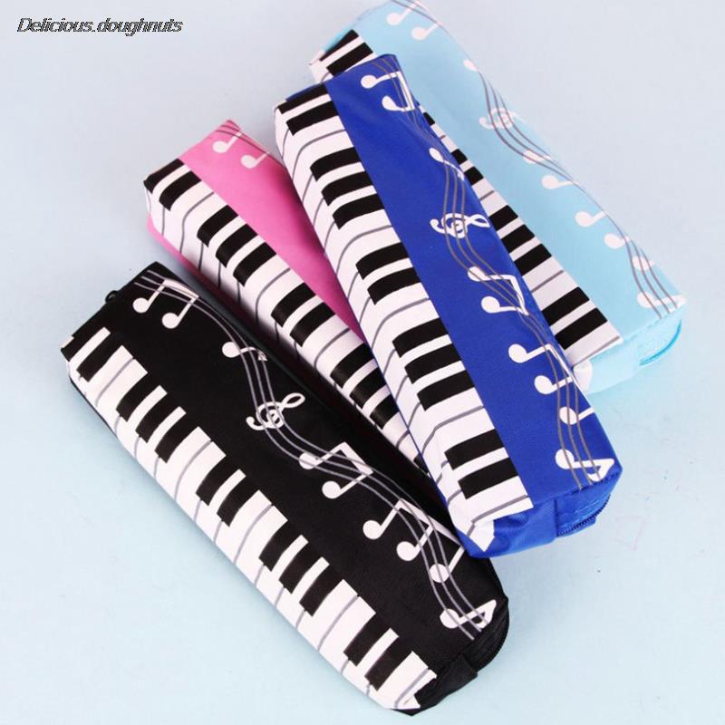 

1pc Creative Novelty Student Pencil Case Square Single Layer Oxford Cloth Pen Bag For Girls Boy Musical Note Piano Stationery Pouch