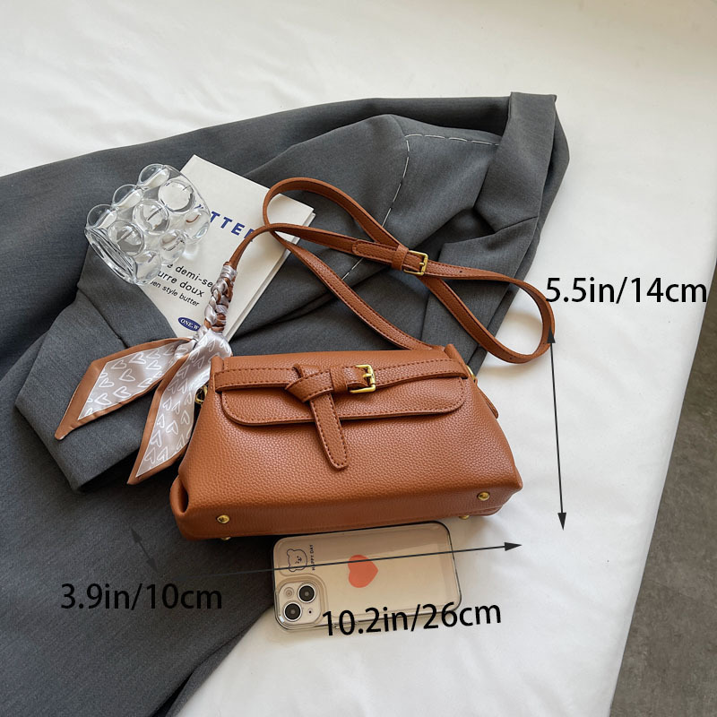 Vintage Textured Crossbody Bag, Retro Flap Shoulder Bag, Women's