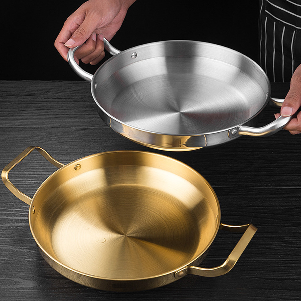 Paella Pan Stainless Steel Frying Pan Seafood Rice - Temu