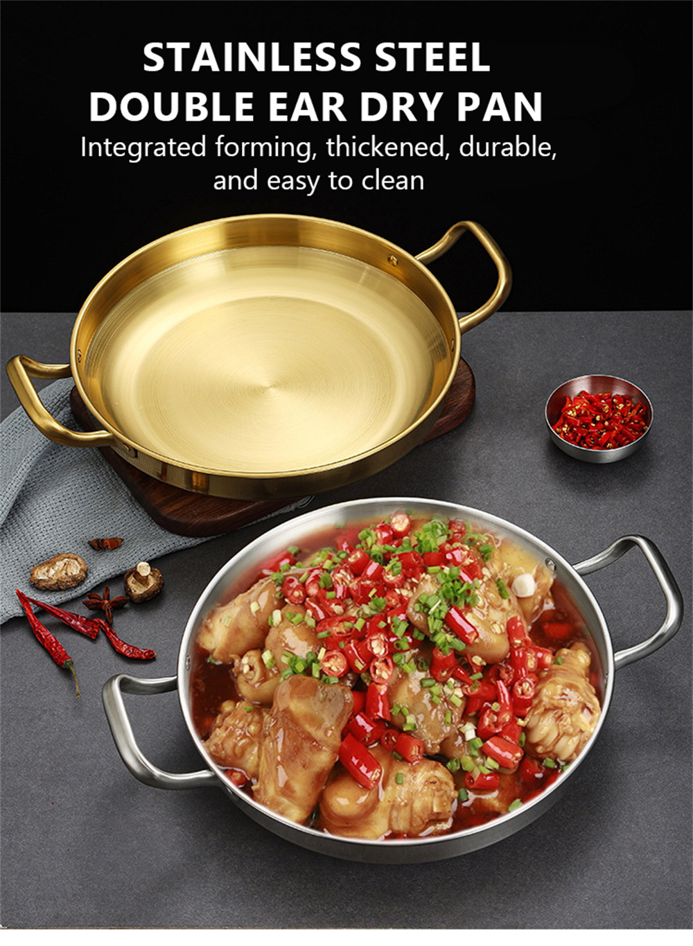 Paella Pan Stainless Steel Frying Pan Seafood Rice - Temu