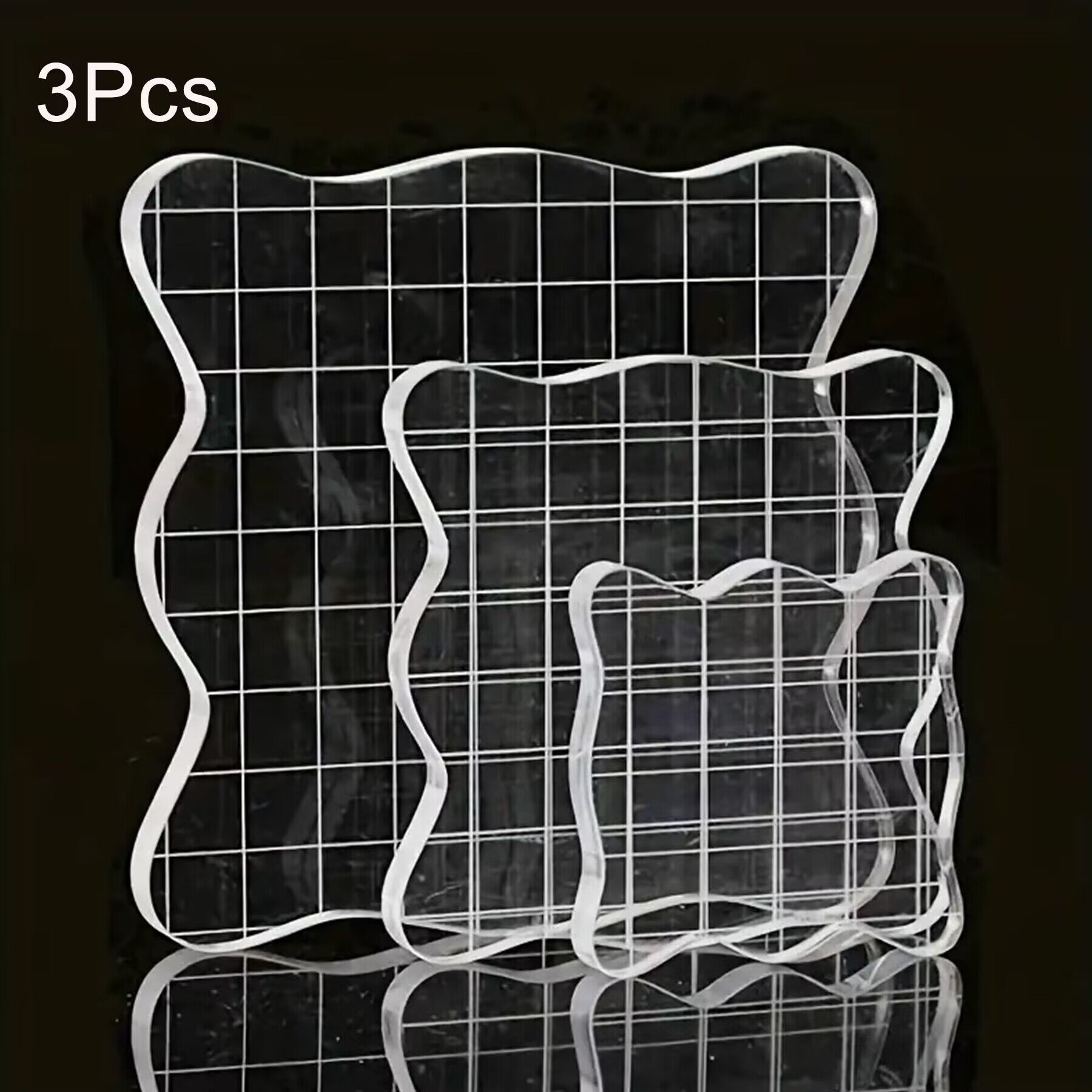 Acrylic Stamp Block Clear Stamping Tools Set Grid Lines - Temu