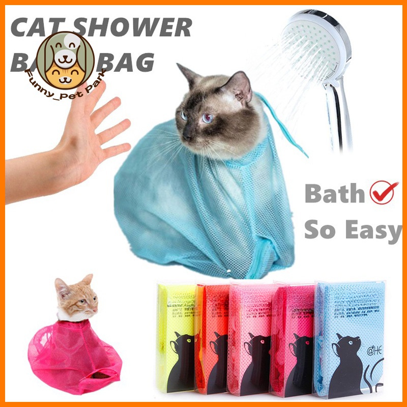  2 Pieces Cat Grooming Washer Mesh Bag Cat Muzzles Breathable  Mesh Muzzles Adjustable Kitten Scratch-Resistant Cat Restraint Bag Fixed Bag  Cat Bath Bag for Cat Bathing Nail Trimming Feeding (Gray) 