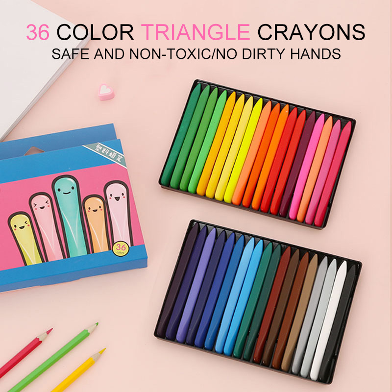 12 pcs/set Fashion 12 Colors Triangular Crayons Safe Non-toxic