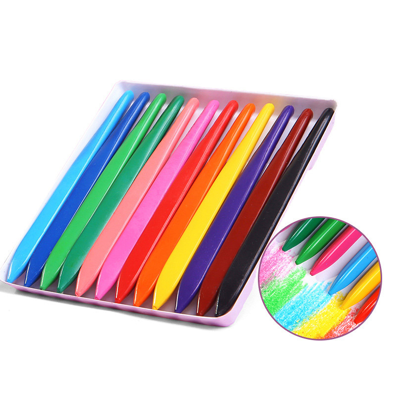 School Supplies Deals12 Colors Triangular Plastic Crayons for 3 Years Old,Children's Crayon,Not Dirty Hands Safe Washable Toddler Painting Brush Baby