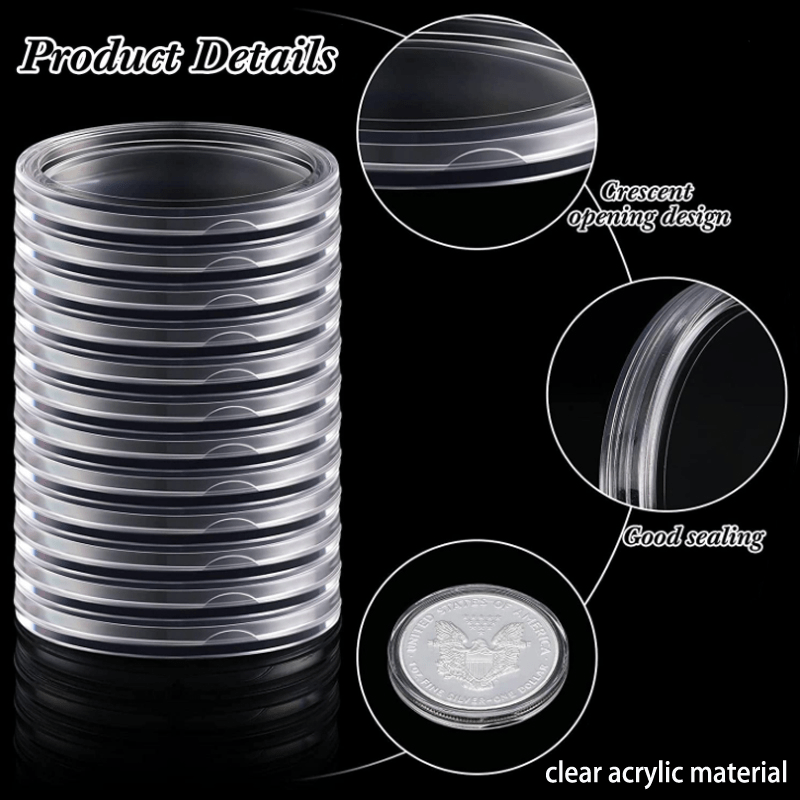 100pcs Round Plastic Coin Capsules With Storage Box - Coin Collection  Supplies, Commemorative Coin Protector - Ideal For Christmas, Halloween,  Thanksgiving Gifts