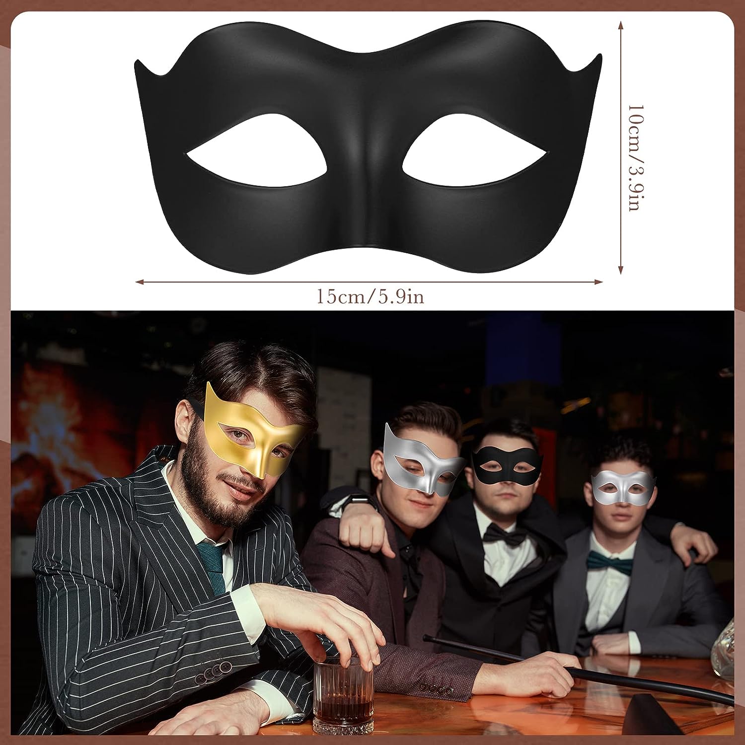 1pcs Masquerade Mask For Men - Venetian Half Face Mask For Mascarade Ball  Mardi Gras Halloween Party