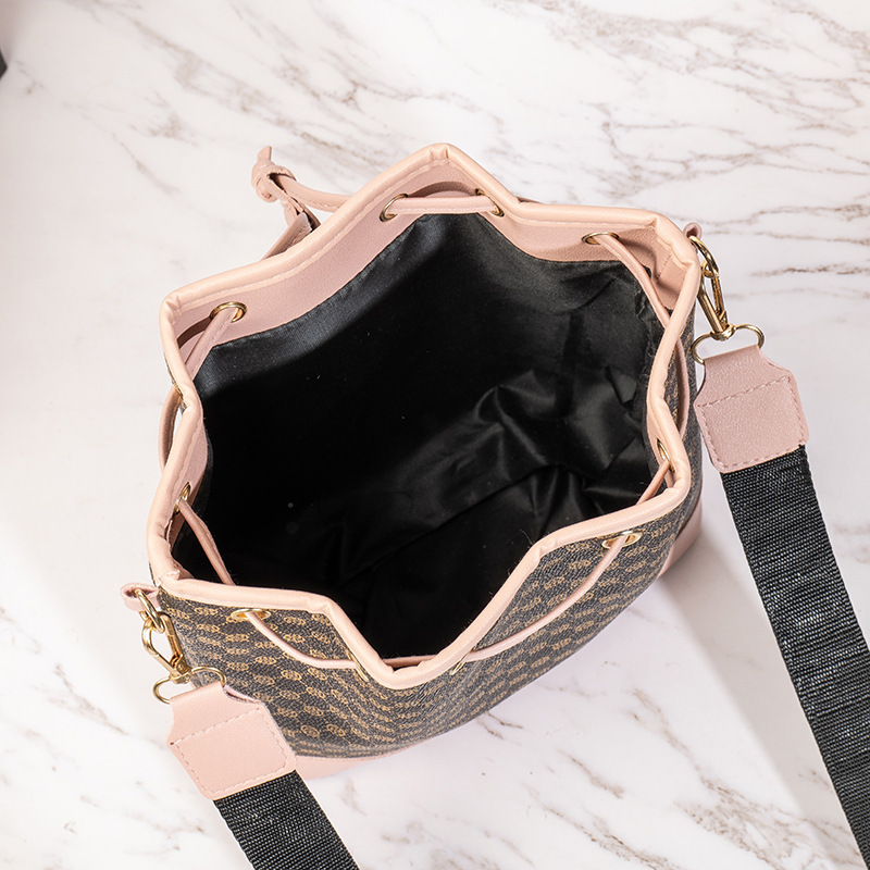 leather bucket bag shoulder bag drawstring bucket bag with wide shoulder strap ideal choice for gifts