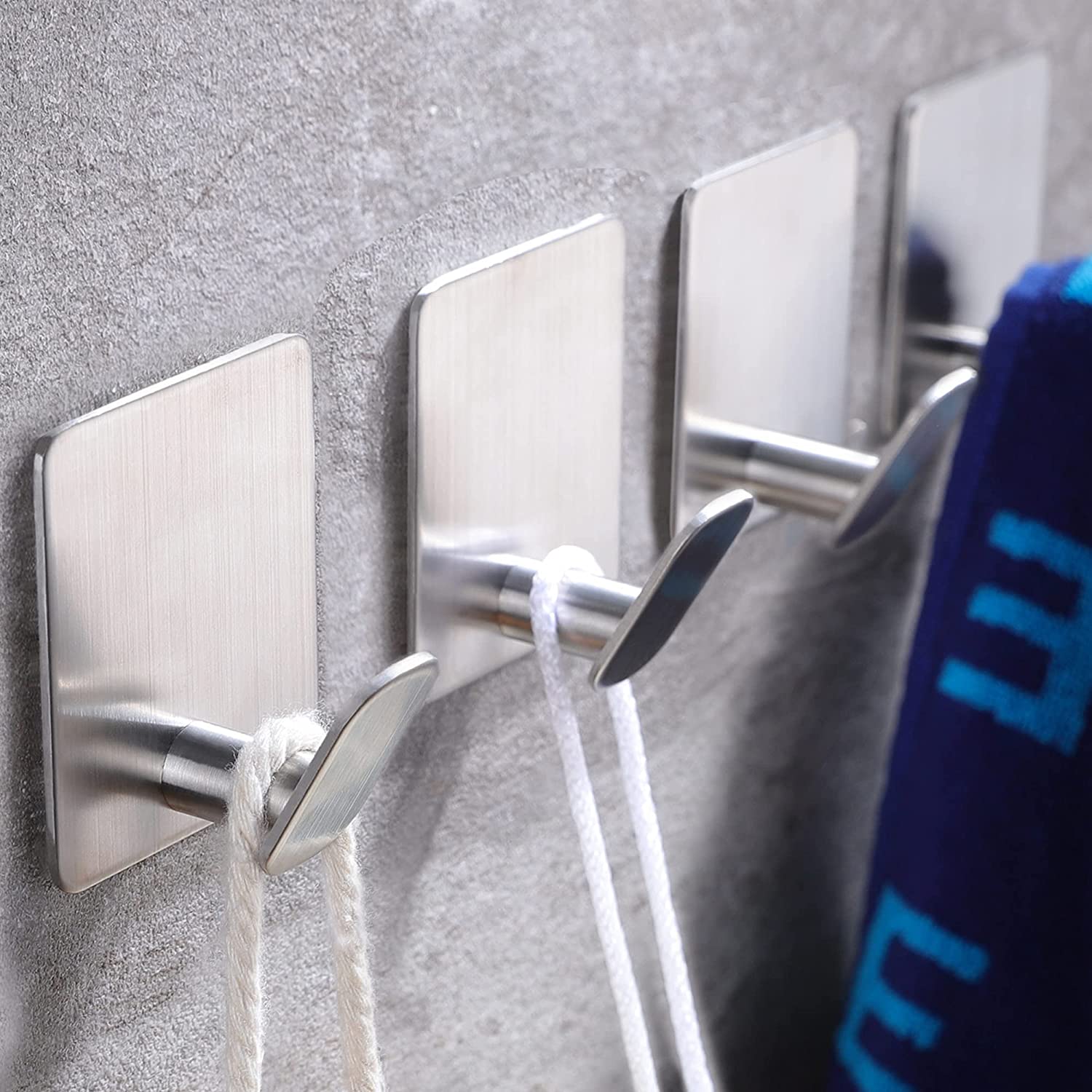 1pc Adhesive Hook Stainless Steel Towel Coat Hooks Wall Hooks For