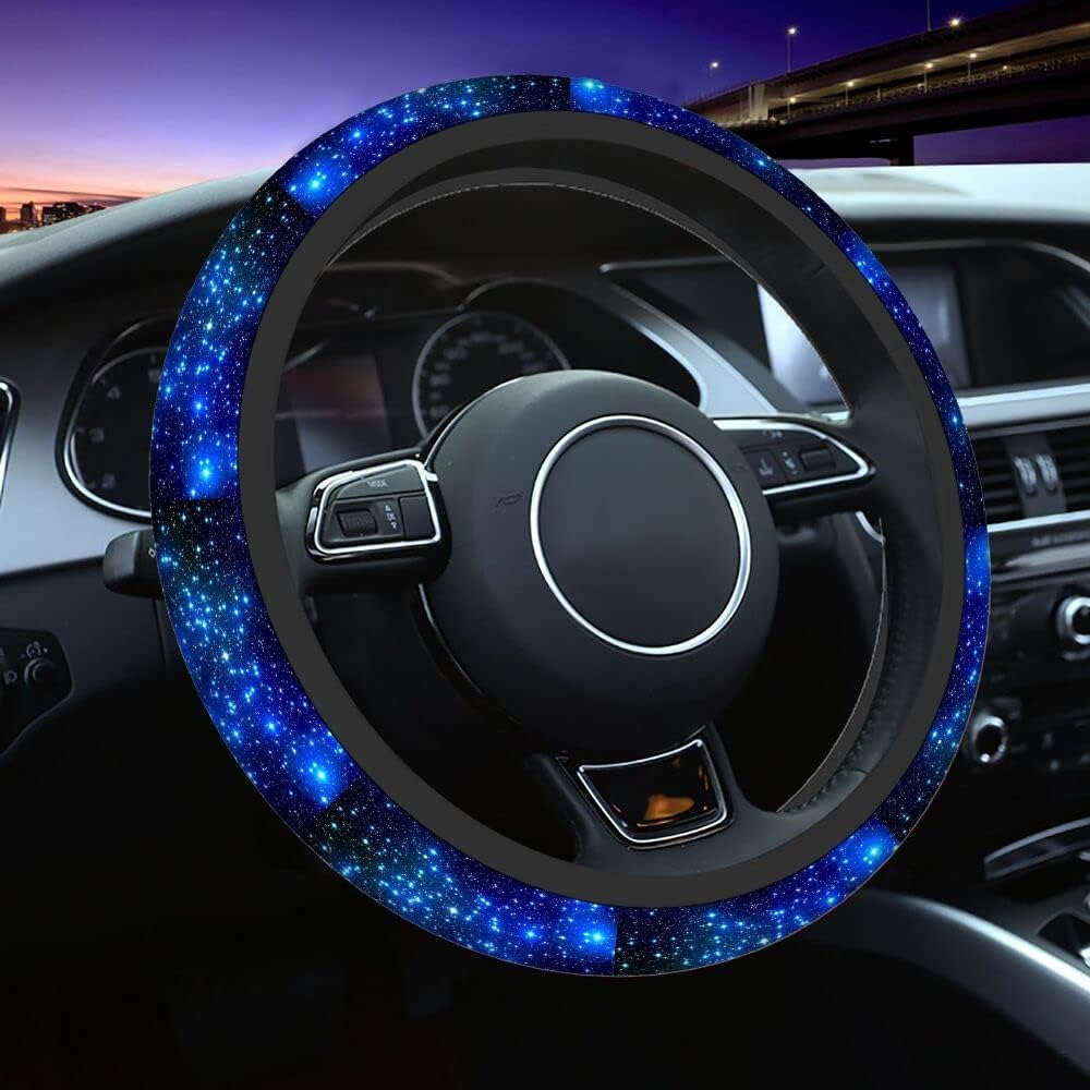 

1pc Blue Milky Way Sky Print Steering Wheel Cover Anti Slip Elasticity Car Accessories Steering Wheel Protector Universal 15" For Cars Suv Truck