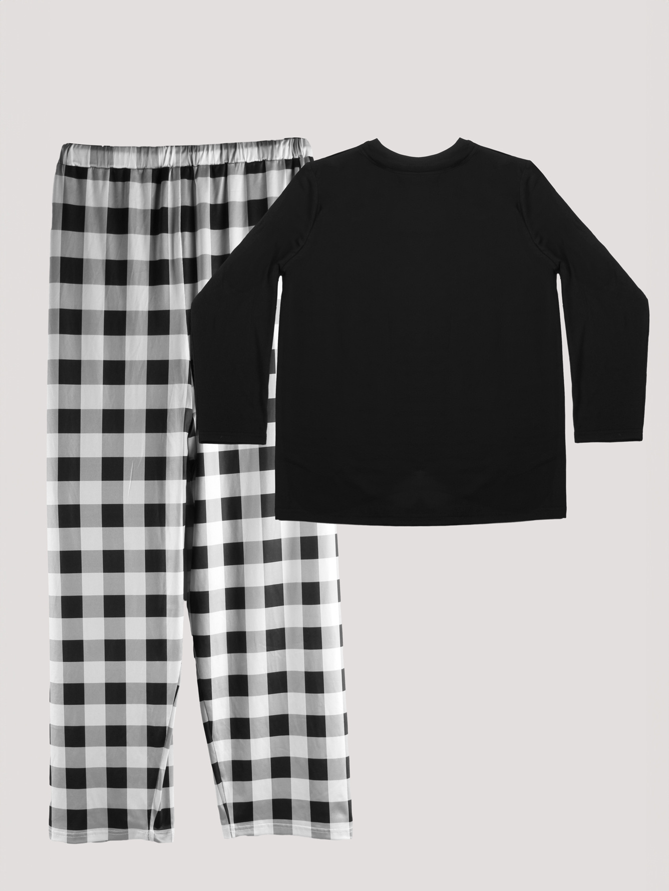 Christmas Pajama Set: Deer & Snowflake Print Tee & Plaid Pants