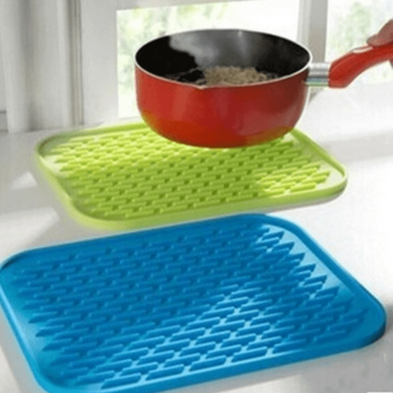 Kitchen Silicone Drain Pad Storage Dish Cup Pan Drying Mat Drainer Tray  Non-slip