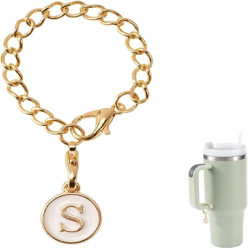 Stanley Cup Accessory | Football & Initial Charm for Tumbler Cup | Stanley Cup Charms | Tumbler Jewelry 
