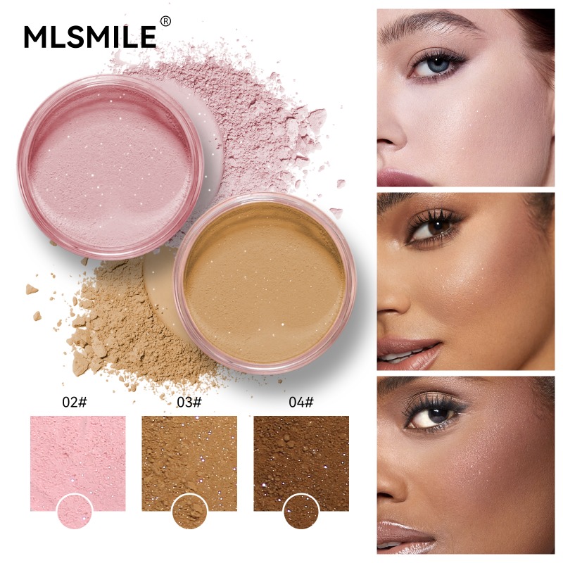 Girl Matte Pearlescent Glitter Setting Powder Hide Pore Oil Control Loose  Powder Smooth Long Lasting Translucent Cosmetics