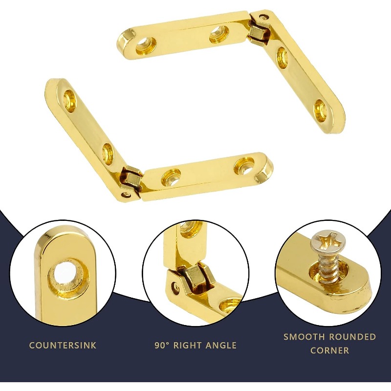 MroMax Quadrant Hinge, 90 Degree Folding Support Hinge, Nickel Plated Iron Hinge  for Jewelry Box, Wine Box and Wooden Case, Gold Large 1Pcs, Hinges -   Canada