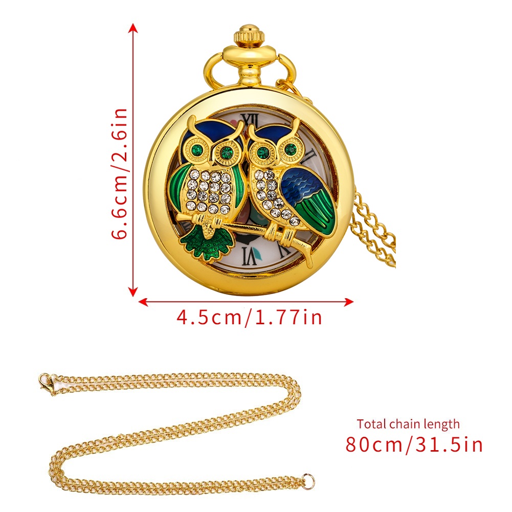 Charming Shiny Owl Handicraft Hollow Quartz Pocket Watch Temu
