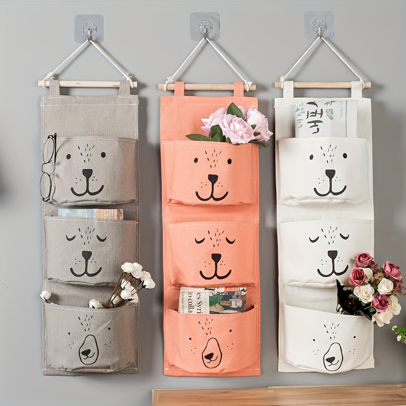 

1pc Hanging Storage Bag, Cartoon Pattern Bag Behind The Door, Versatile Wall-mounted Bag For Bedroom, Small, Length 60cm Easter Gift