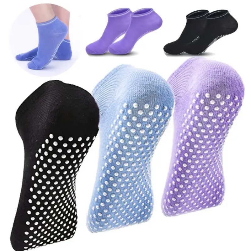 Yoga Socks with Grips for Women, Cotton Mid-tube Bottom Cushioned Socks Non  Slip Grip Socks for Yoga, Pilates, Dance, Ballet