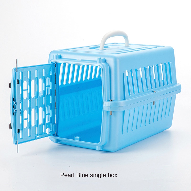 Small Plastic Cat & Dog Carrier Cage Blue Portable Pet Box Airline App