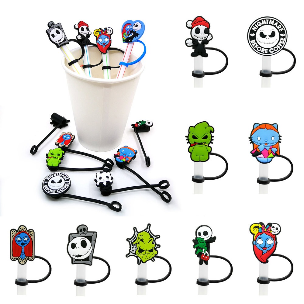 5Pcs Disney Mickey Stitch Straw Covers Cap Topper Silicone Reusable  Dust-Proof Straw Tips for Drinking Straws Plug Caps