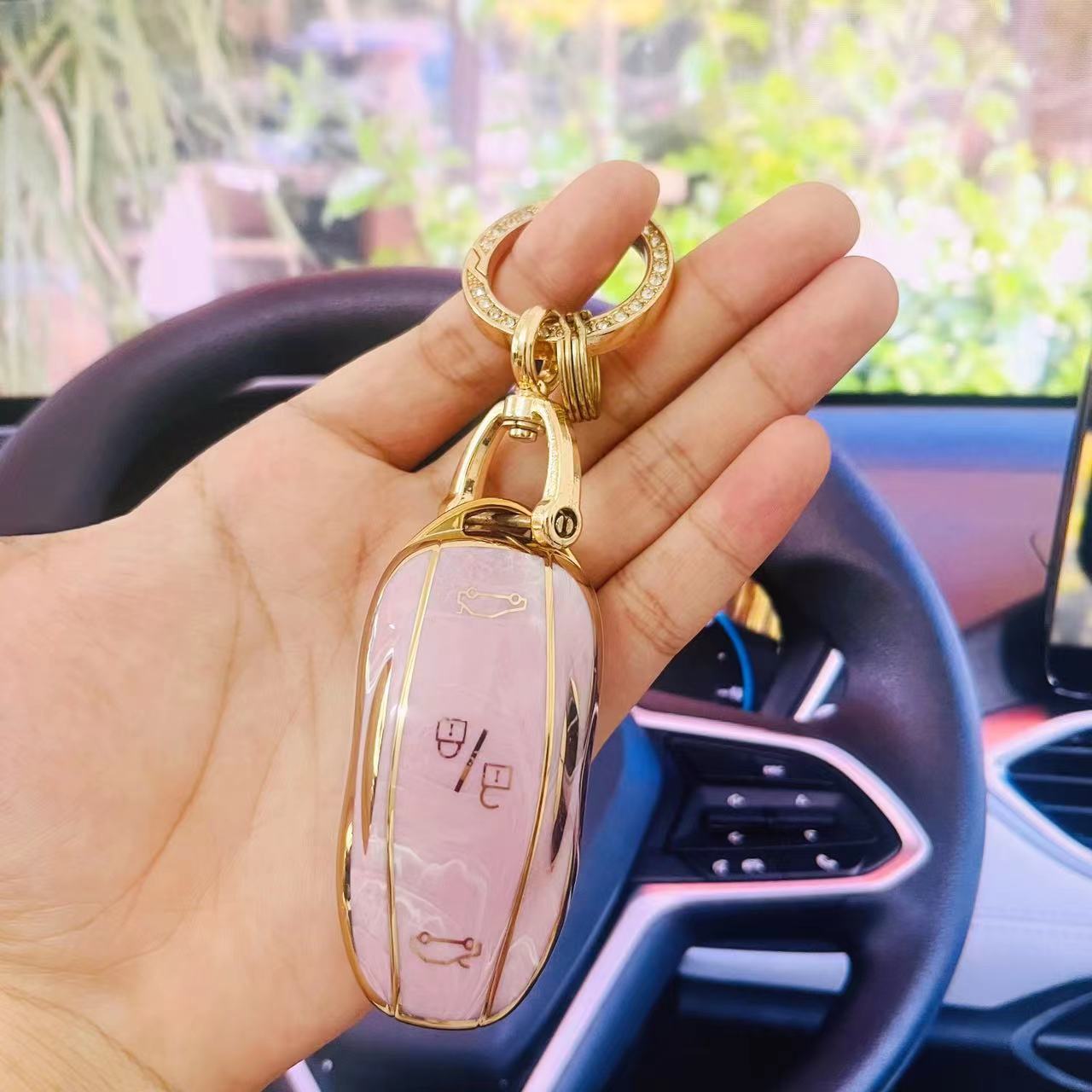 Key Case Cover With Keychain For Model 3 Model Y Fashion Key Holder -  Automotive - Temu Bulgaria