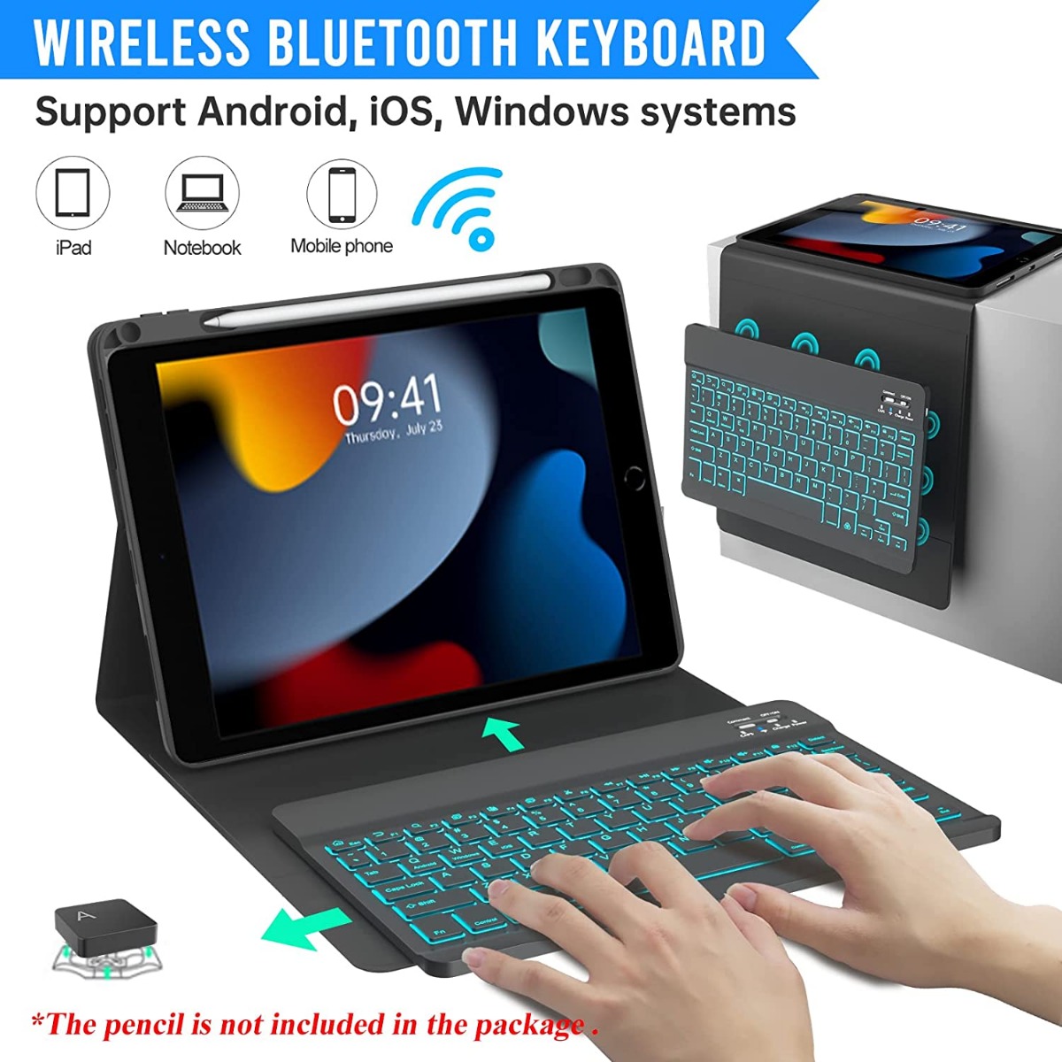 Teclado para Tablet Inalámbrico Bluetooth 3.0 para Tablet 7″ 8″ Negro