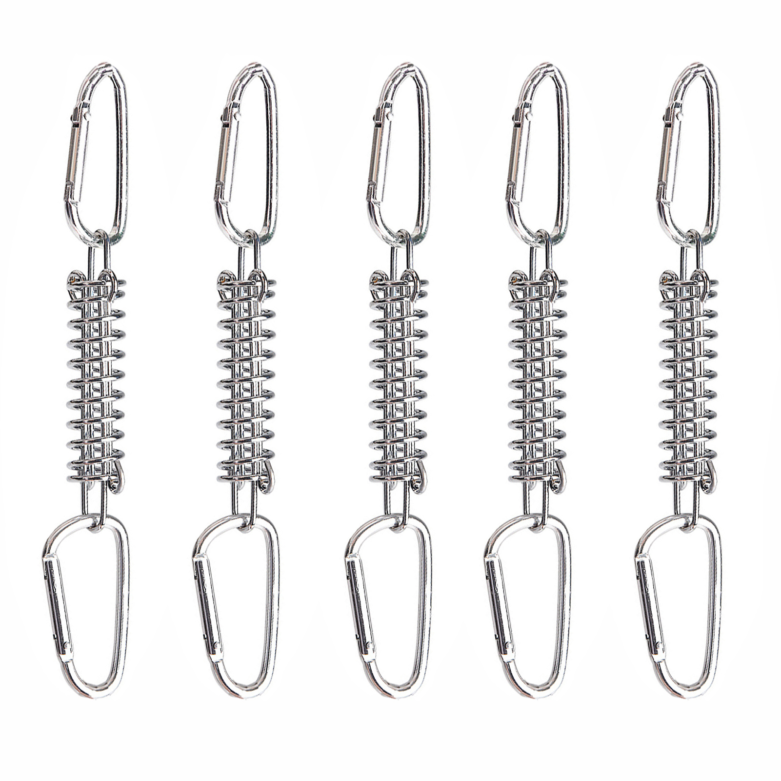 

5pcs Aluminum Alloy Tent Stakes With Carabiner - Windproof Awning Spring Fixing Nails Outdoor Camping Rope Tightener Cord Tensioner Buckle