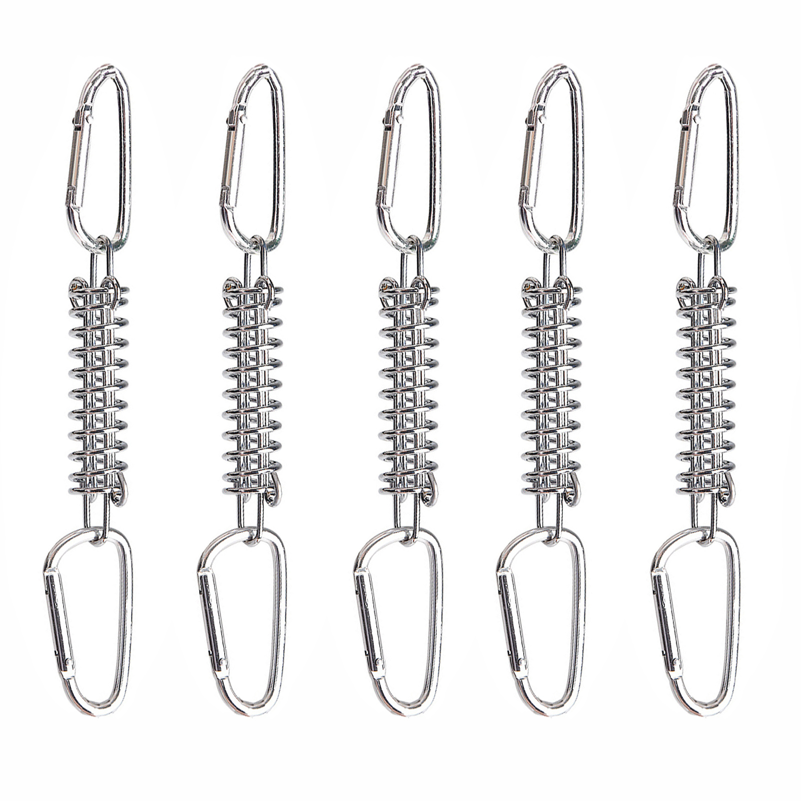 

Lot de 5 piquets de tente en alliage d'aluminium avec mousqueton - Clous de fixation à ressort pour auvent coupe-vent pour le camping en plein air Serre-câble tendeur de corde Boucle de tension