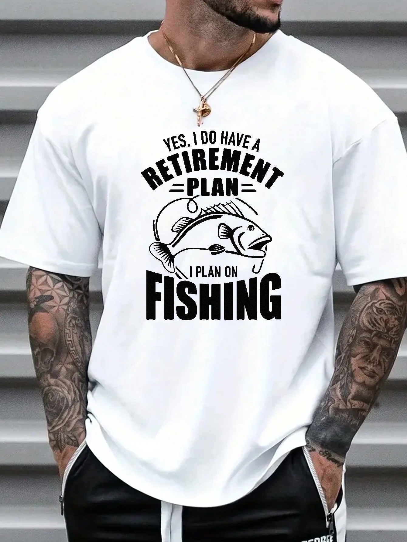 T shirt Men retirement Plan Fishing Graphic Print Tees - Temu