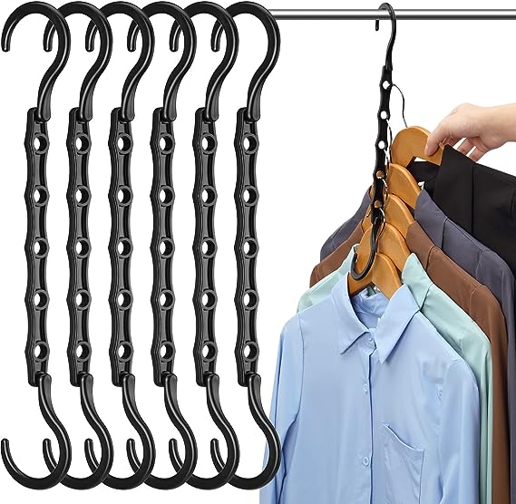 Clothes Hangers Space Saving Cascading Plastic Hanger Organizer Magic Hangers Closet Space Saver, 8 Pack, Size: Large, Black