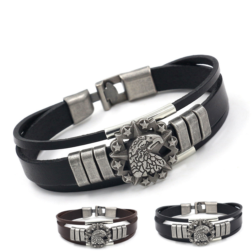 Goddess / Eagle Cuban Chain Bracelet Punk Style Wristband Hand