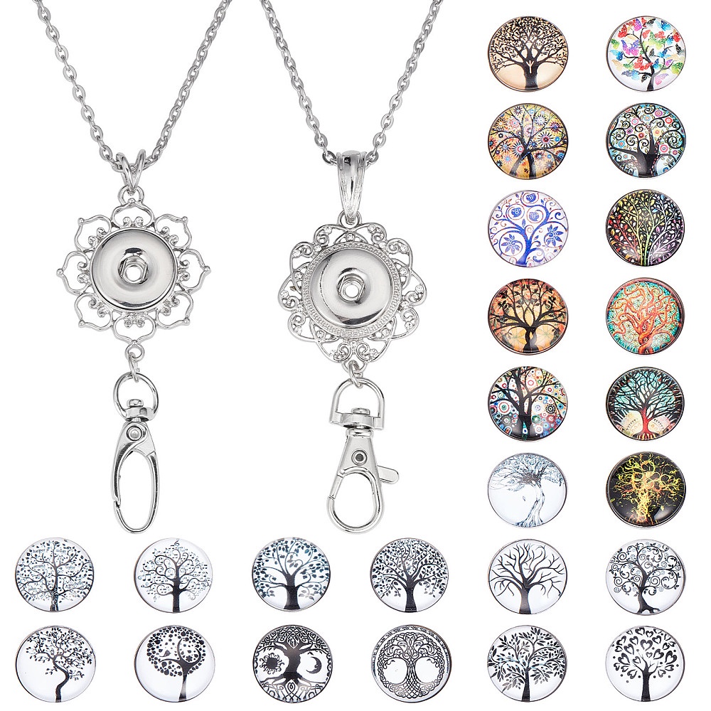 Diy Interchangeable Snap Button Pendant, Necklace Lanyard Making Kit, Tree  Of Life Series Pattern, Including Alloy Rhinestone Snap Keychain Making,  Stainless Steel Cable Chains Necklaces, Brass Snap Buttons Mixed Color -  Temu