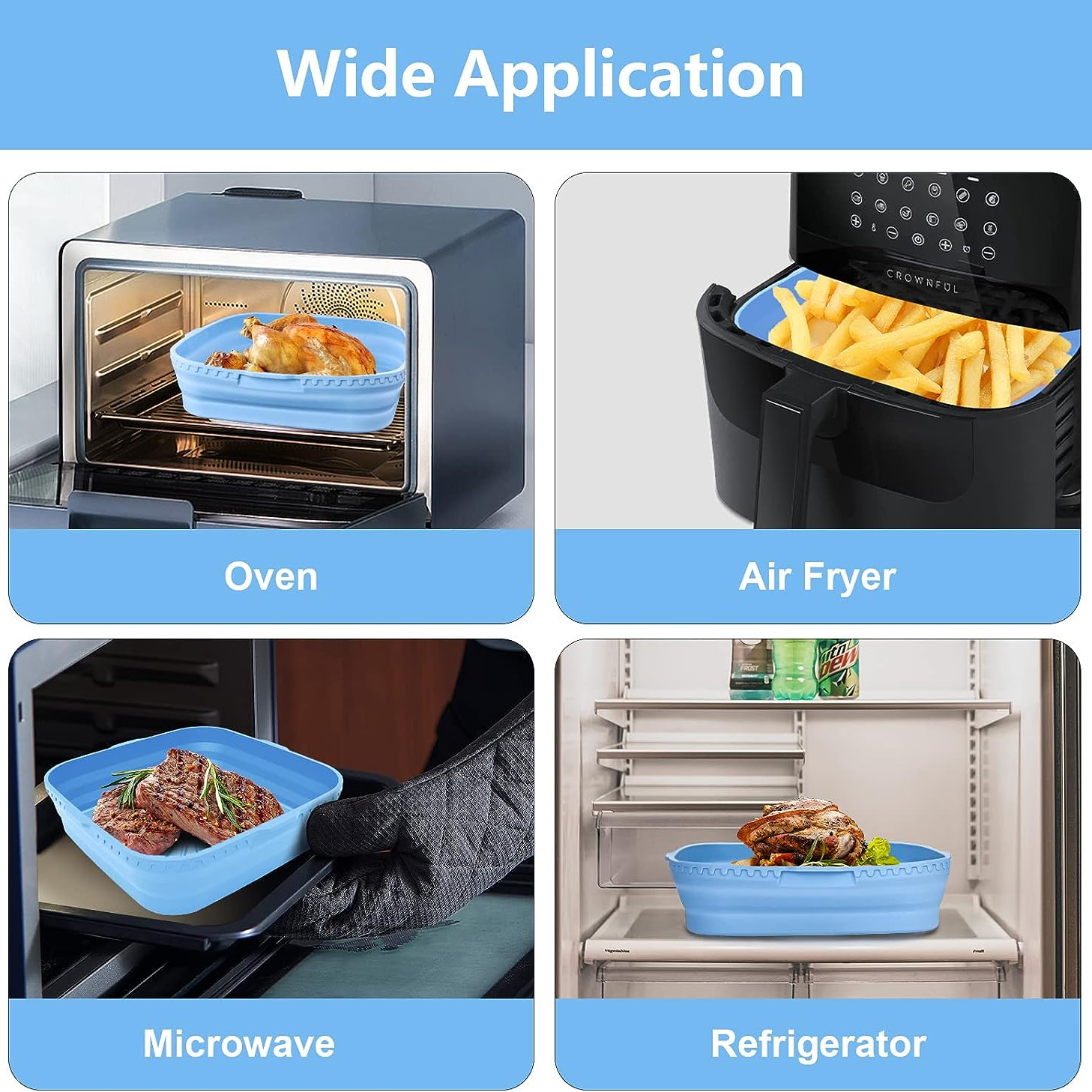 4-Pack of Premium Non-Stick Silicone Air Fryer Liner Round, Food Grade Air  Fryer Accessories, Reusable and Easy to Clean, For 5 QT, 6 QT, 7 QT and 8
