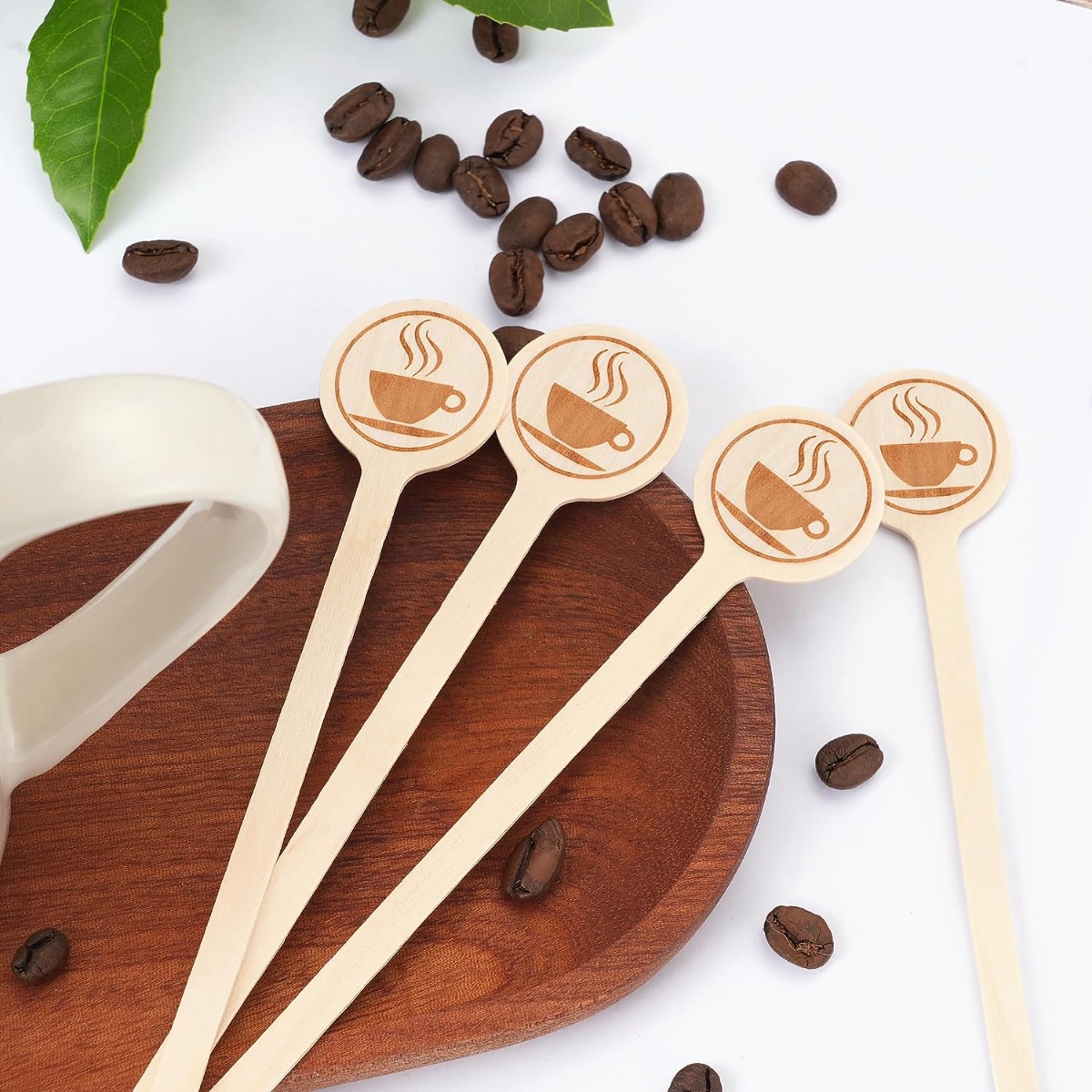 Coffee Stirrers Stir Sticks Wooden Beverage Mixer With Round - Temu