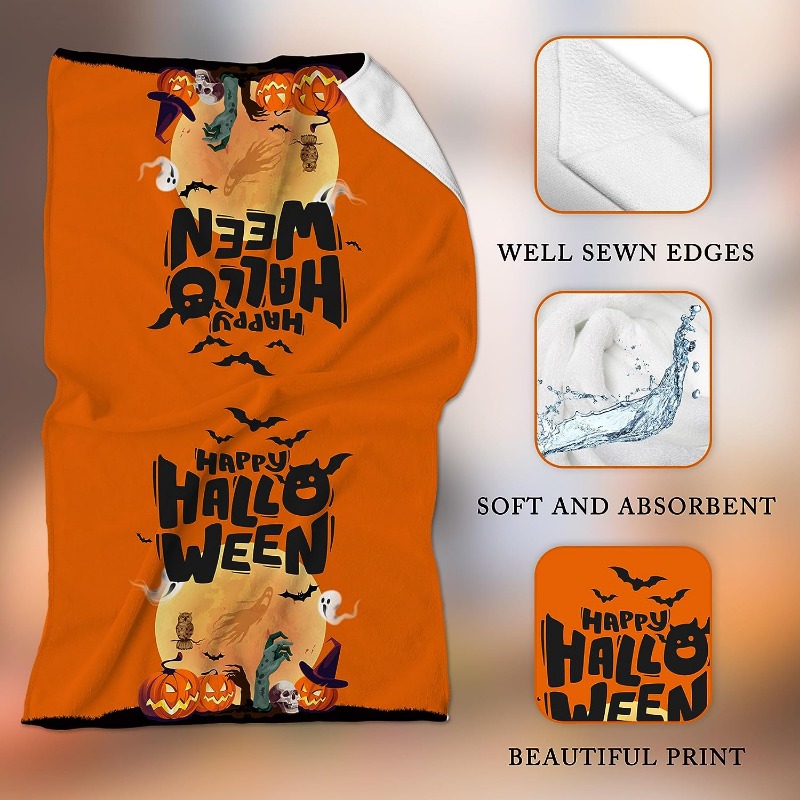 Halloween Kitchen Towels, Scouring Pad, Ghost Pumpkin Black Cat