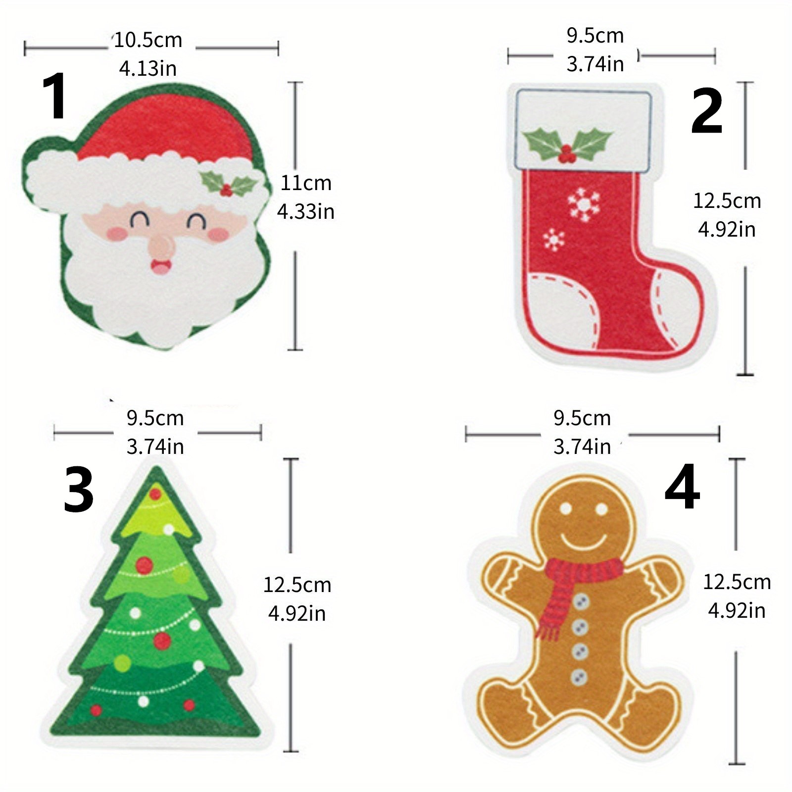 8 Pcs Christmas Sponges Kitchen Dual Sided Dish Sponges for Washing Dishes  Santa Christmas Tree Gingerbread Man 