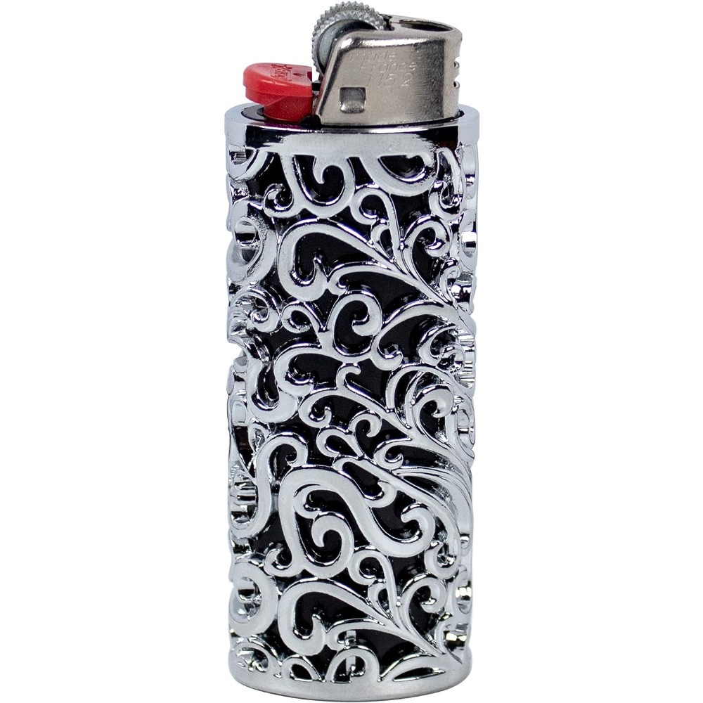 Vintage Metal Lighter Case Holder With Hollow Pattern Design, Gift