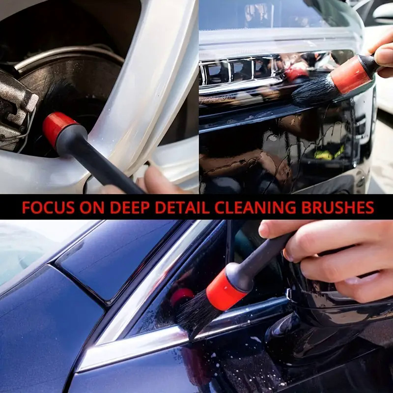 5Pcs Car Detailing Brush Set Cleaner Automotive Detail Brushes Fits for  Cleaning Interior Cup Holder Washing 