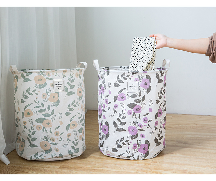 Collapsible Laundry Basket, Floral Printing Large Laundry Hamper