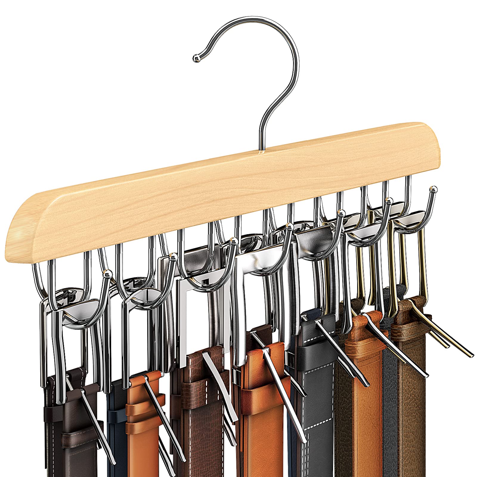 

1pc 14-hook Wooden Underwear Hanger, Durable Clothes Drying Rack For Ties, Camisoles, Scarves, Belts, Household Storage Organizer For Bathroom, Bedroom, Closet, Wardrobe, Home, Dorm