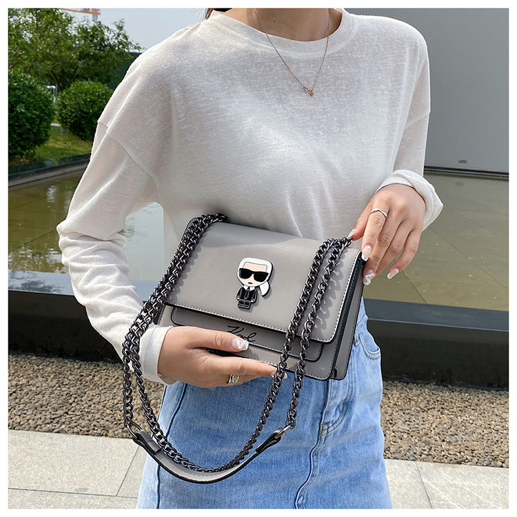 Solid Color Flap Square Crossbody Bags for Women Leather Trendy