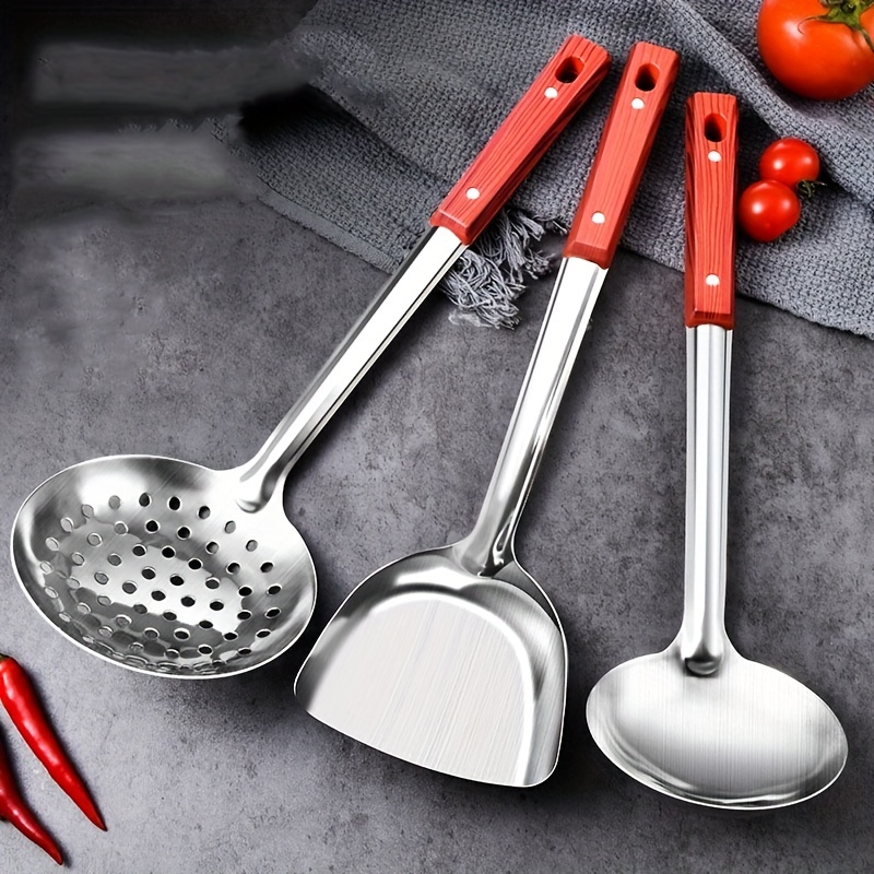 Stainless Steel Kitchen Utensils Set Wok Spatula And Ladle - Temu