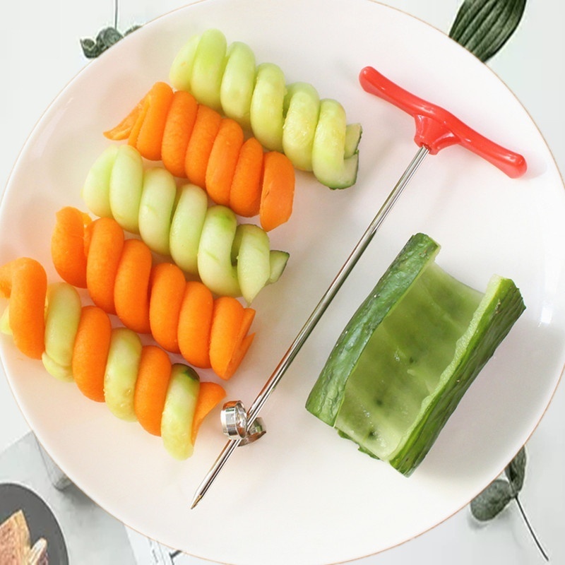 Kitchen Spiral Vegetable Fruit Slicer Carving Roll Cutter Peeler Gadgets  Tools