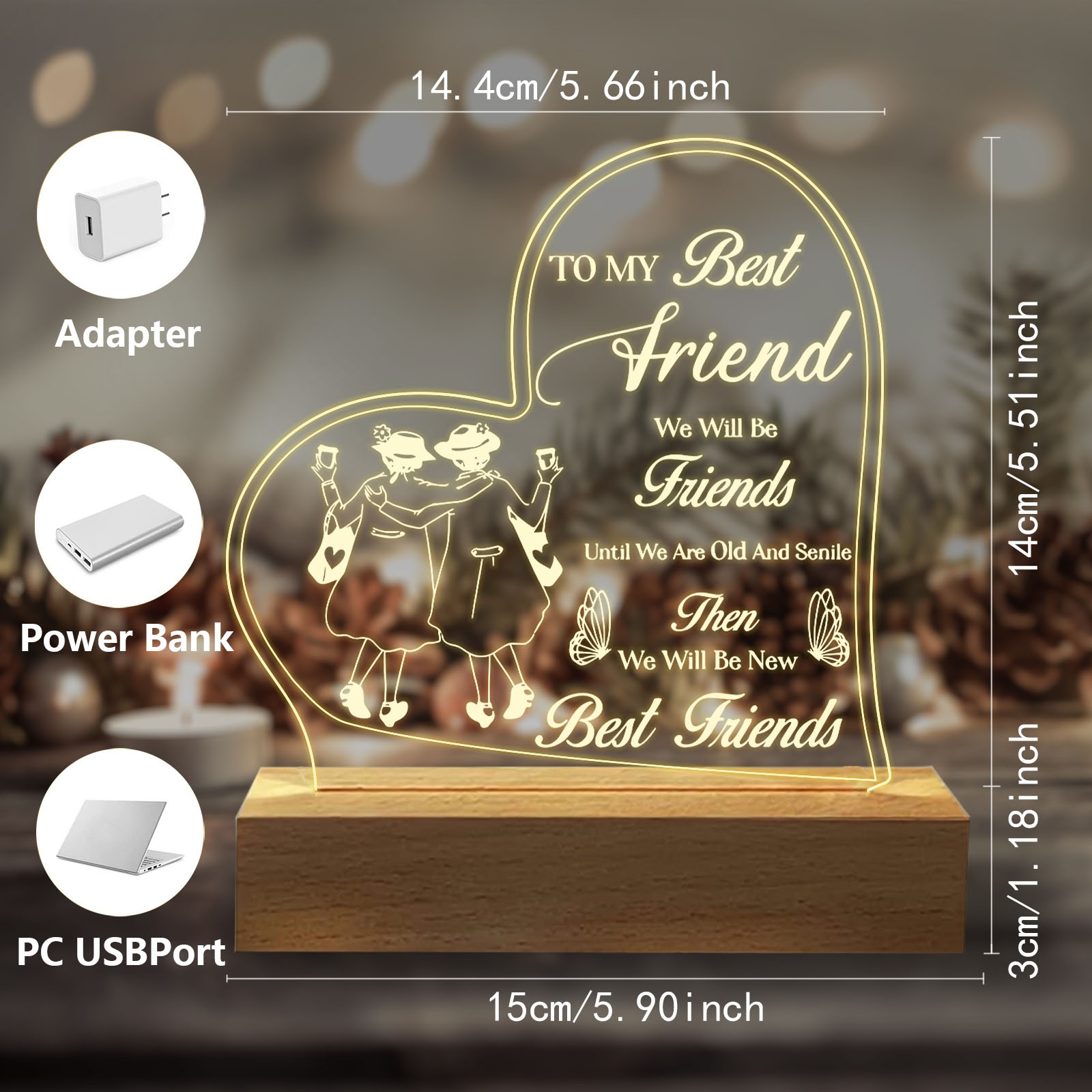 Best Friend Night Light Gifts Long Distance Friendship Gifts - Temu