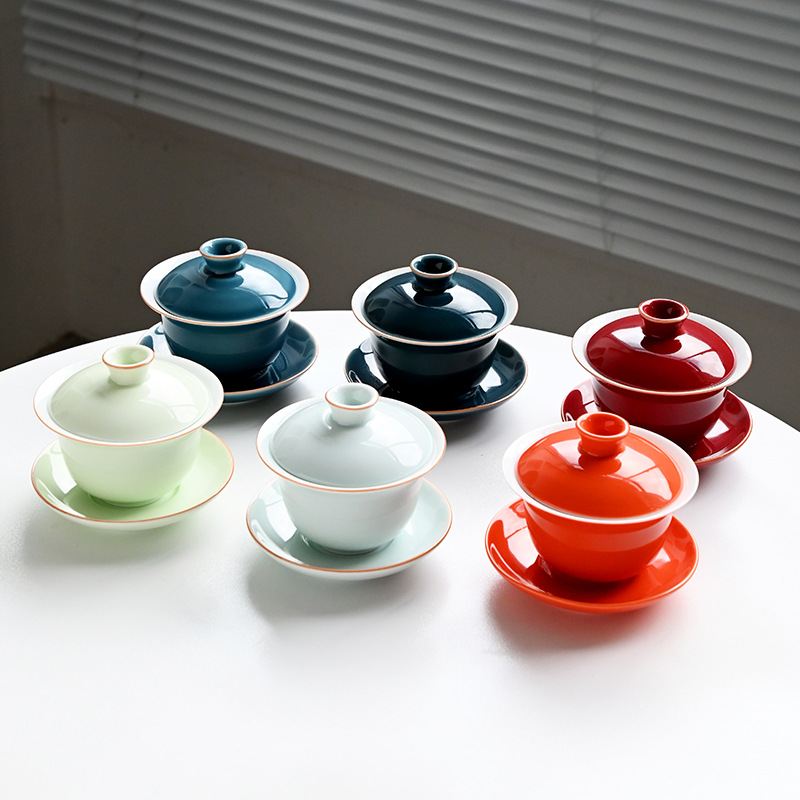 10pcs/lot Chinese tea set thicker glaze porcelain gaiwan tureen tea pot  cups new