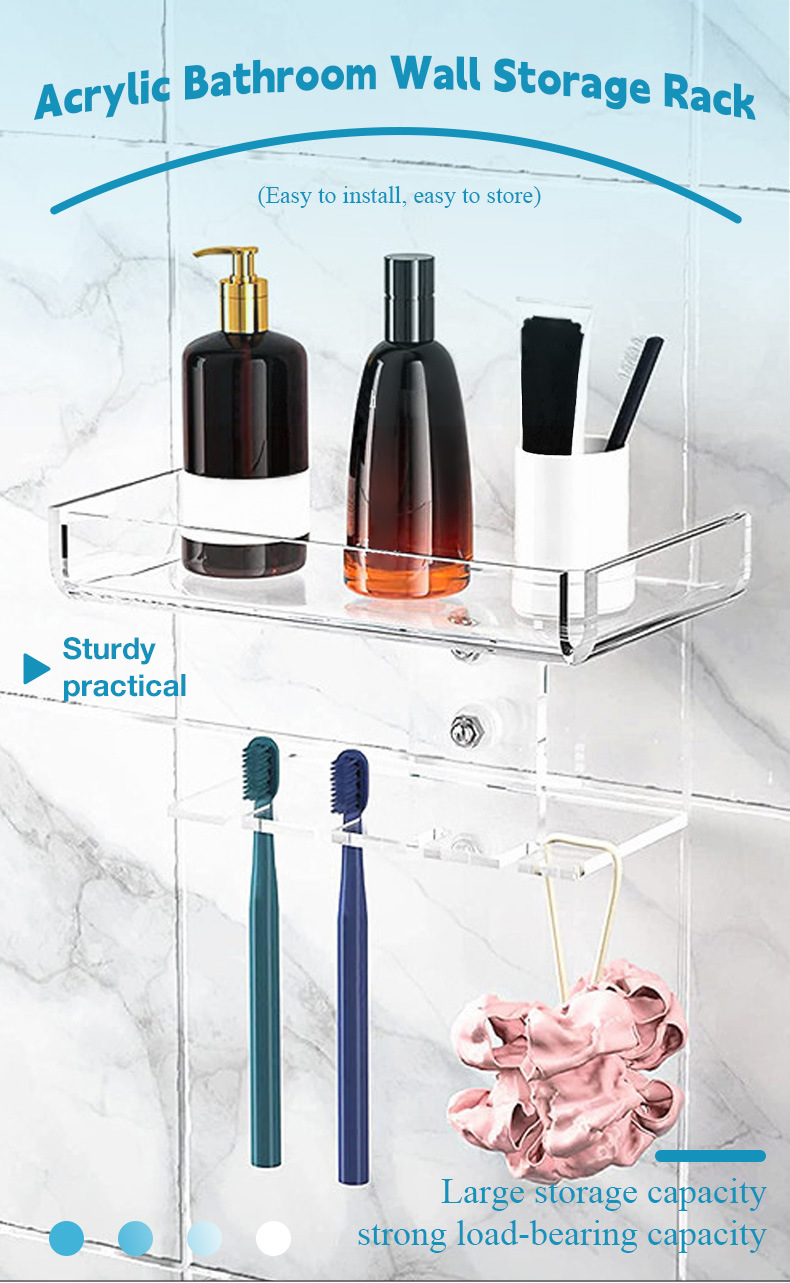 Acrylic Bathroom Shelves Organizer With 4 Slots Wall Mount - Temu