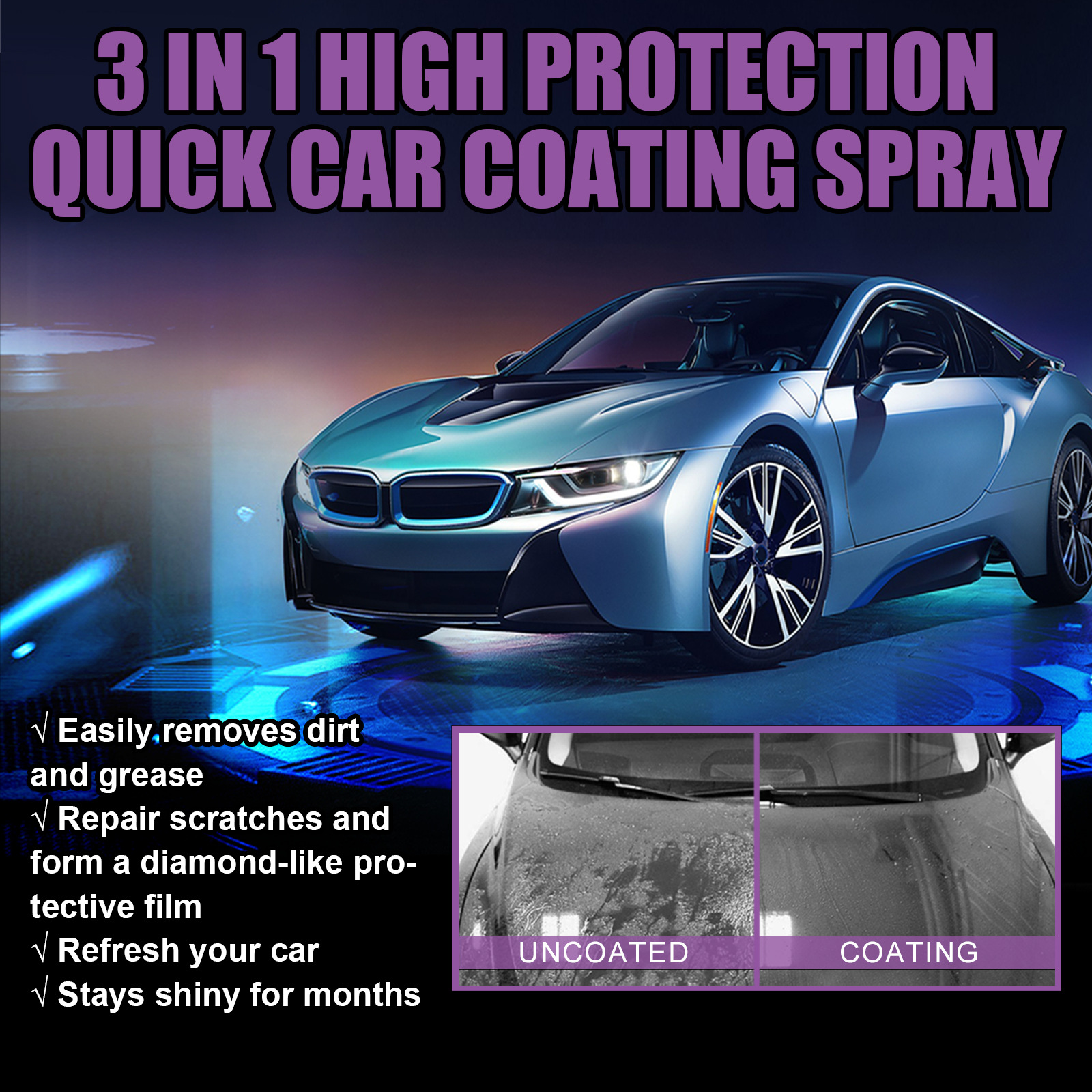 3pcs 3 In 1 Coating Spray High Protection Fast Car Paint Spray
