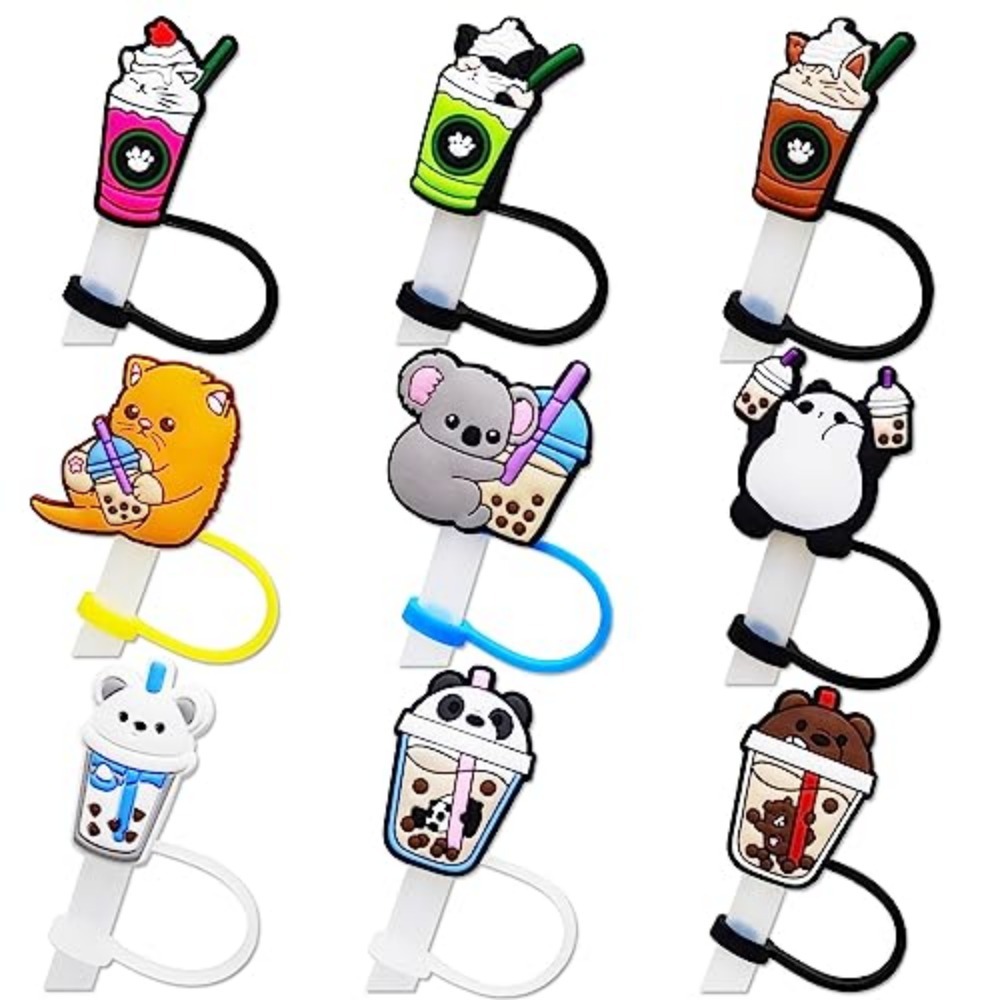 Straw Protector Cover Cartoon Drinking Straw Plugs Silicone Drinking Bottle  Straw Plugs Straw Tips Cover For